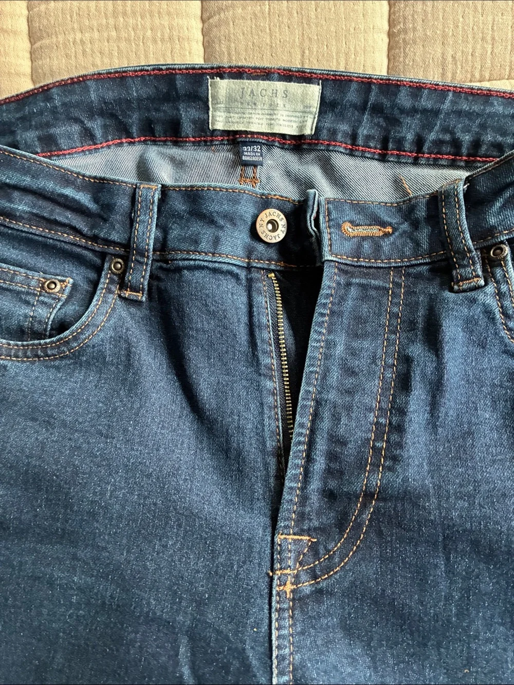 Jachs NY Men's Indigo Straight Jeans with Contrast Stitching
